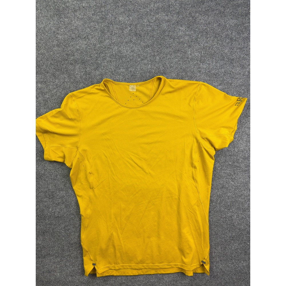 Rab Sonic Ultra Tee Mens Medium Yellow Mountain Running Performance Shirt QBL-18